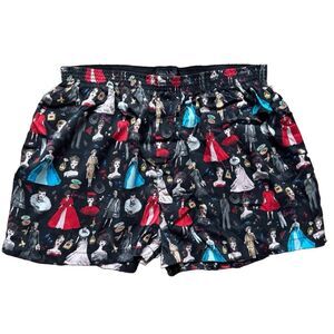 Vintage 90s Nicole Miller Barbie 100% Silk Size S Boxer Brief Shorts Nightwear